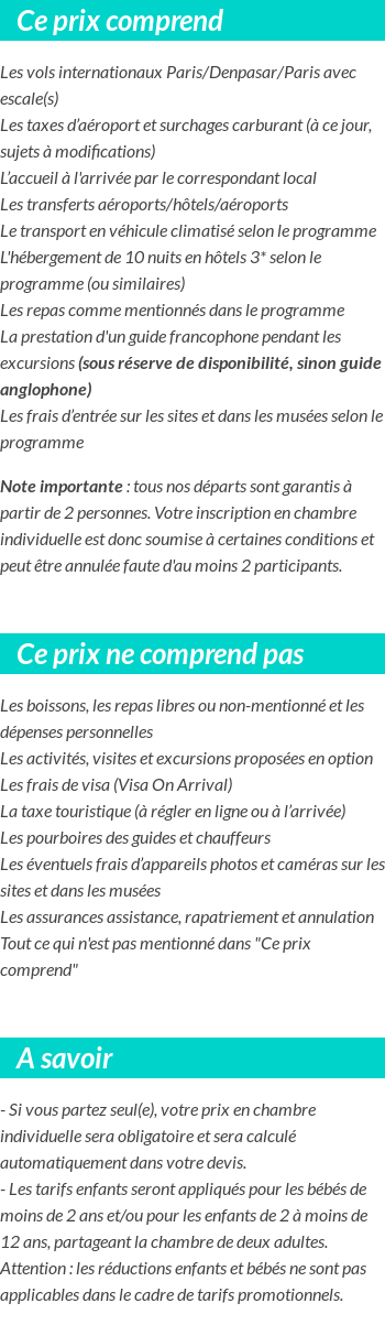 Conditions tarifaires