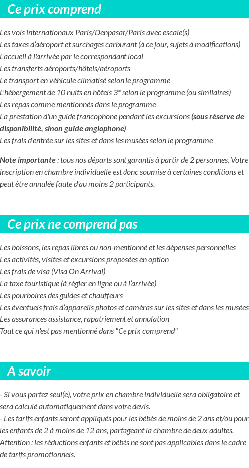 Conditions tarifaires