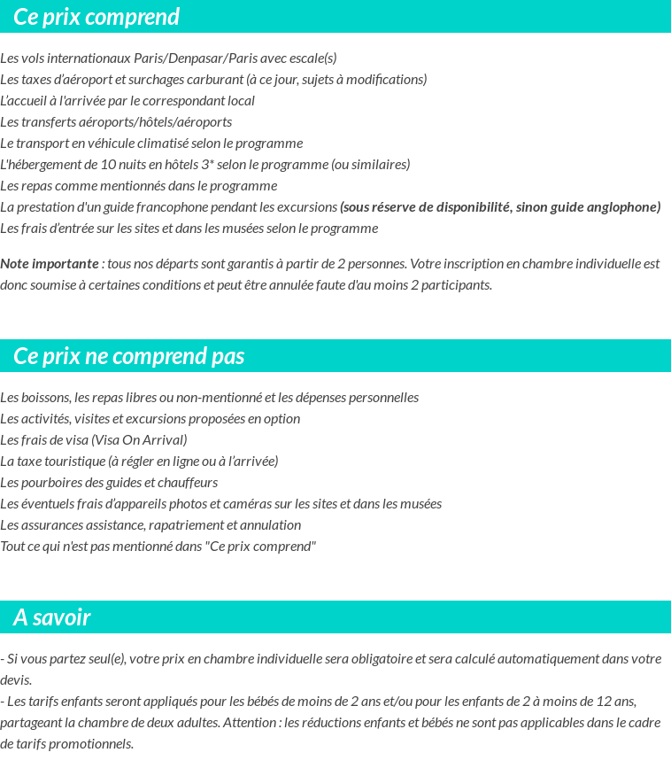 Conditions tarifaires