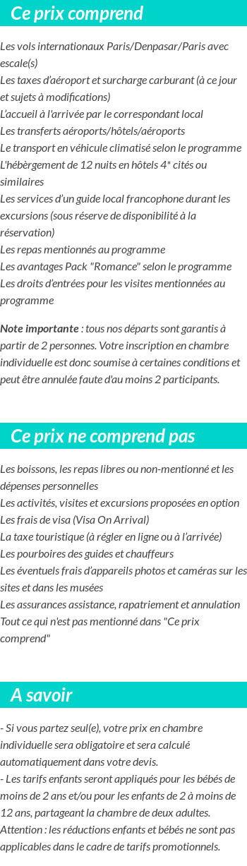 Conditions tarifaires