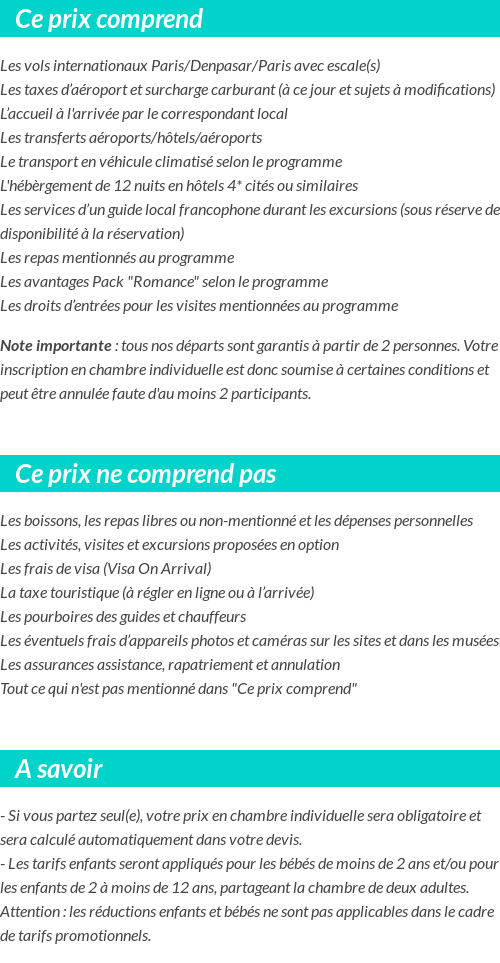 Conditions tarifaires