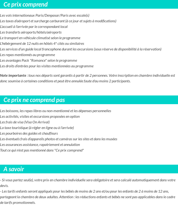 Conditions tarifaires