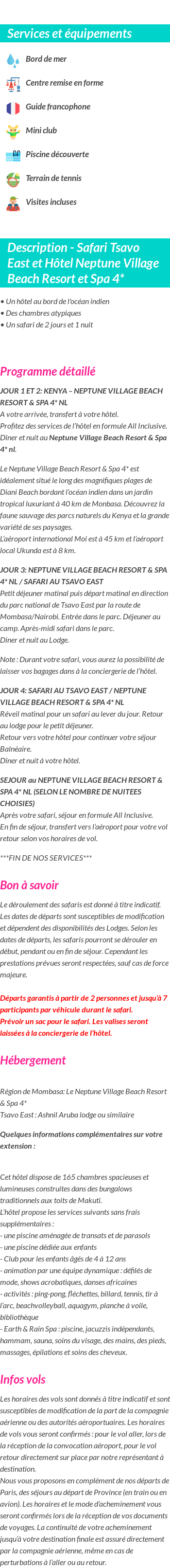 Détails du séjour