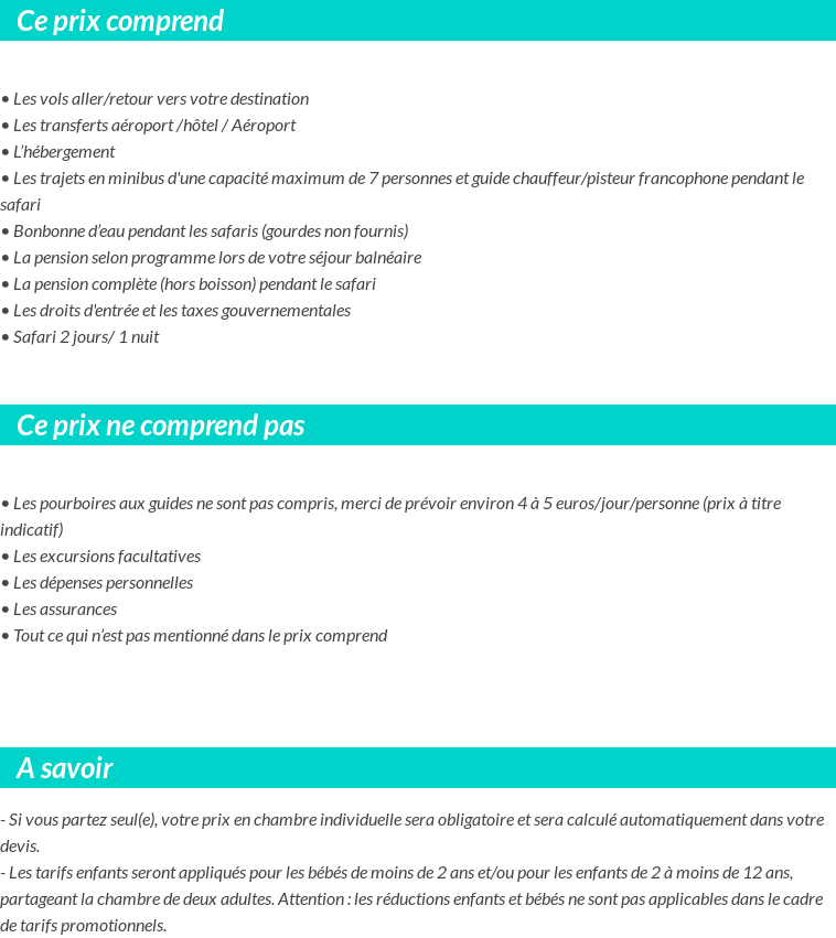 Conditions tarifaires