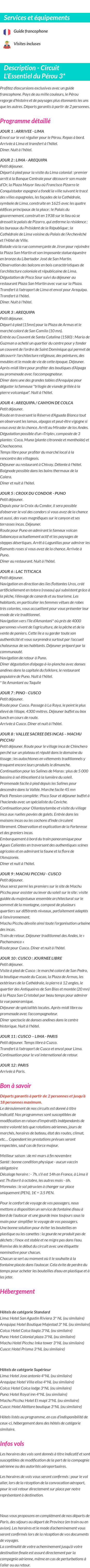 Détails du séjour
