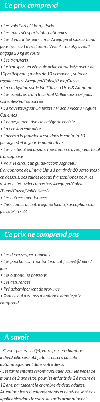 Conditions tarifaires