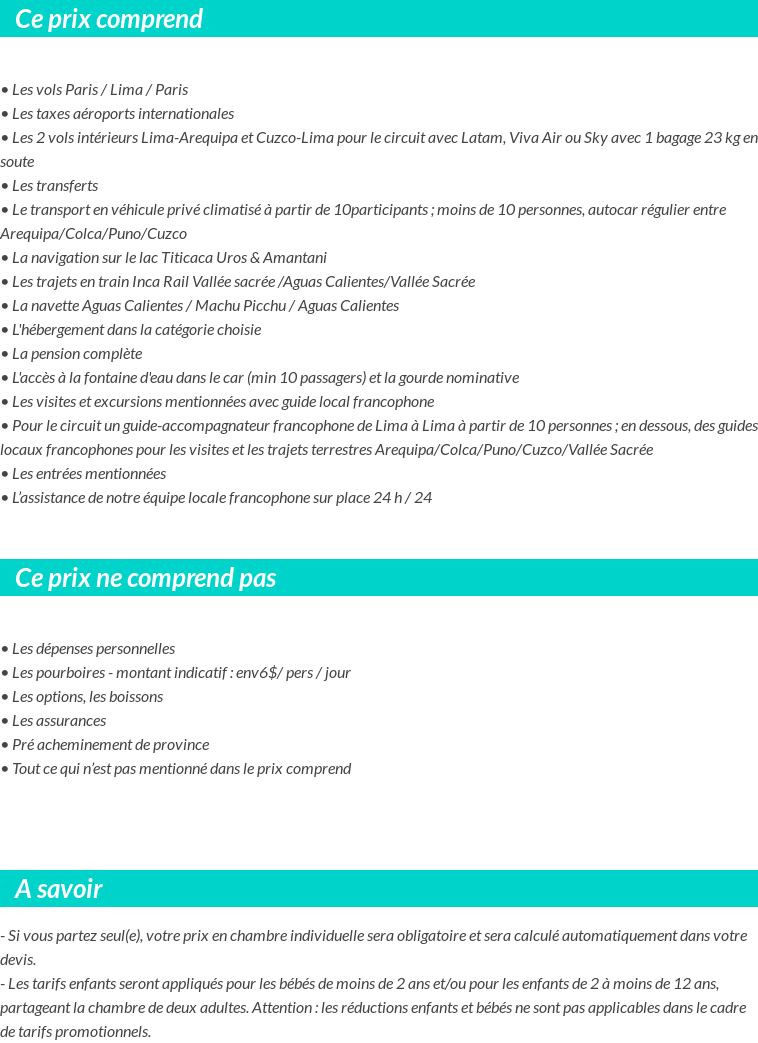 Conditions tarifaires