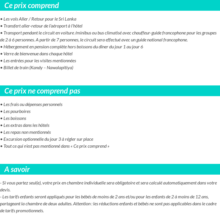 Conditions tarifaires