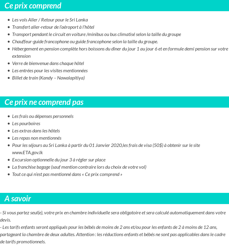 Conditions tarifaires