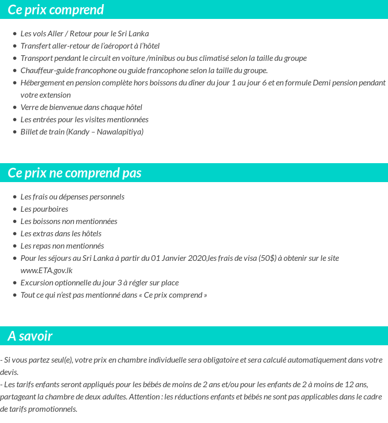 Conditions tarifaires