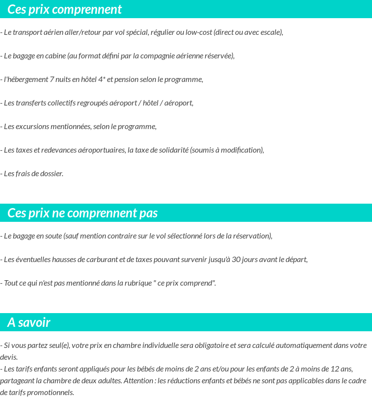 Conditions tarifaires