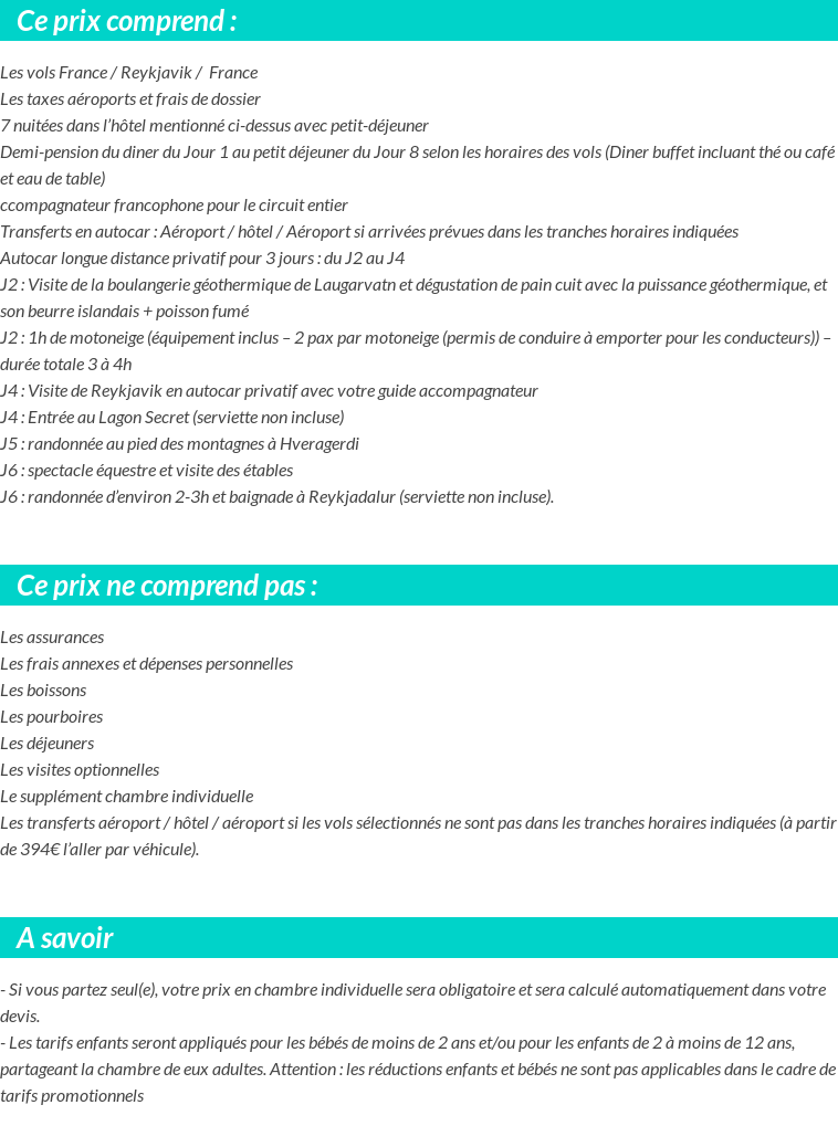 Conditions tarifaires