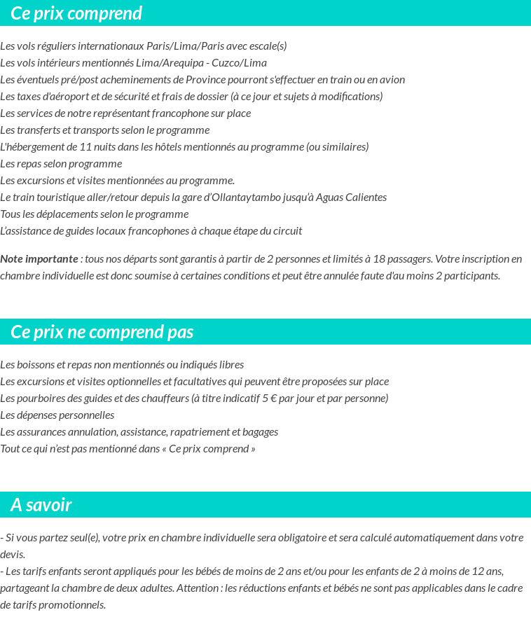 Conditions tarifaires