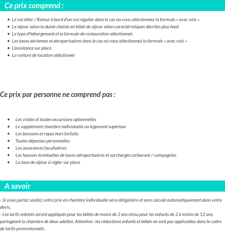 Conditions tarifaires