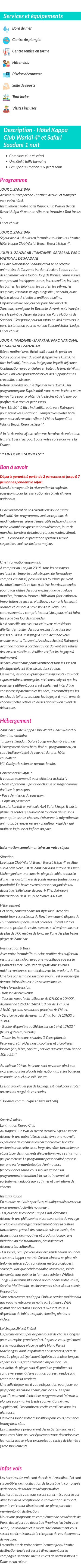 Détails du séjour