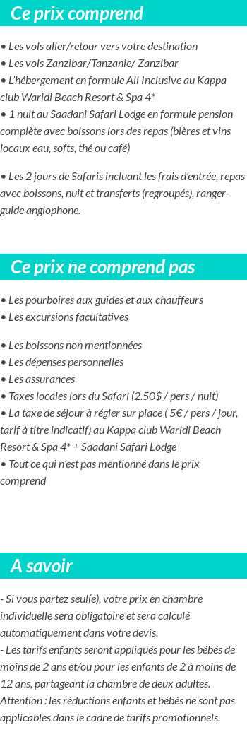 Conditions tarifaires