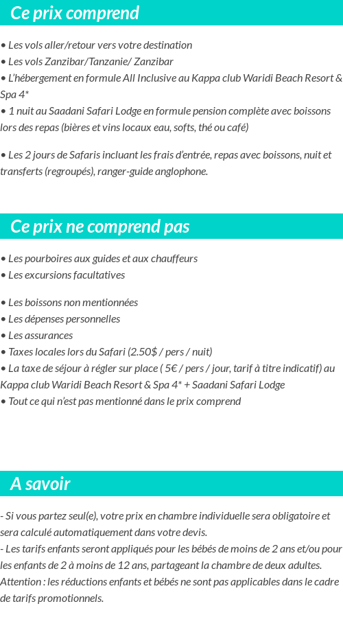 Conditions tarifaires