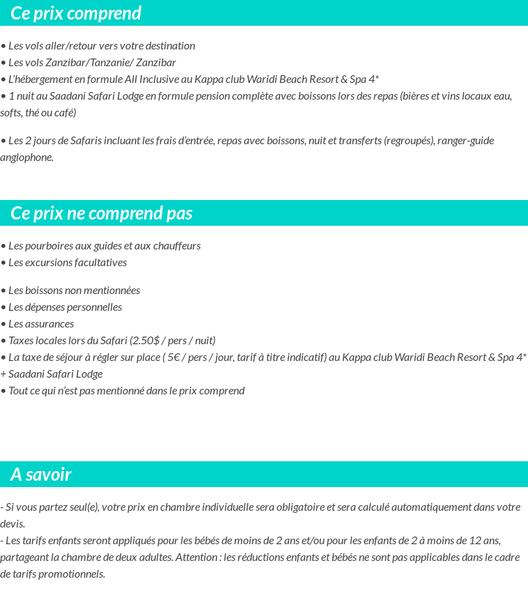 Conditions tarifaires