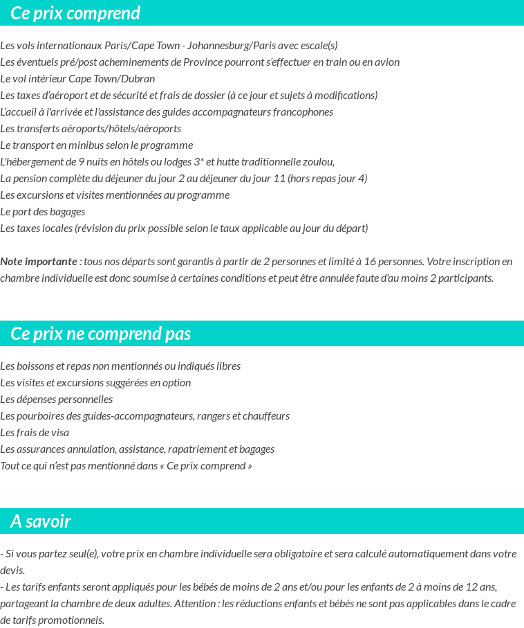 Conditions tarifaires