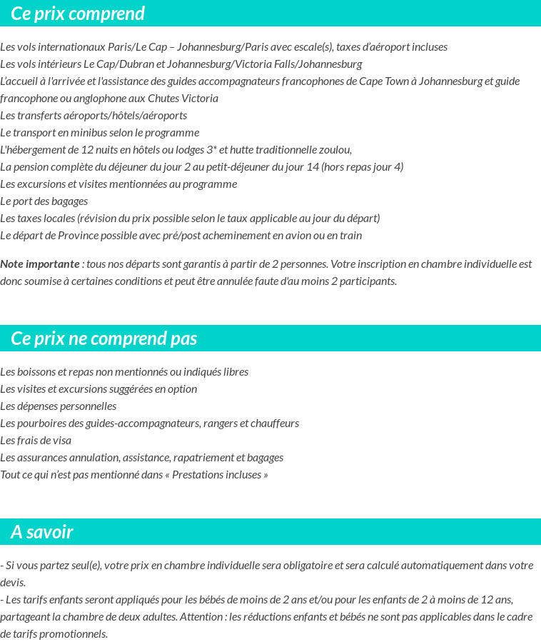 Conditions tarifaires