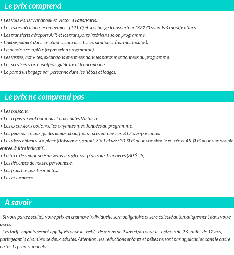 Conditions tarifaires
