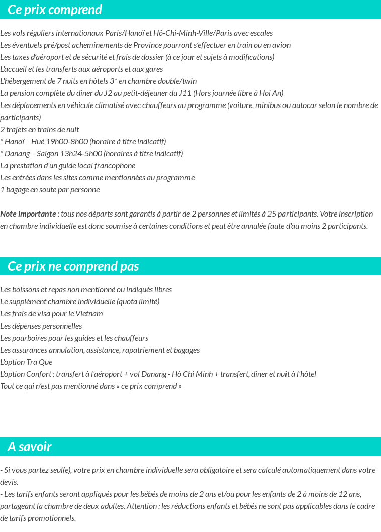 Conditions tarifaires