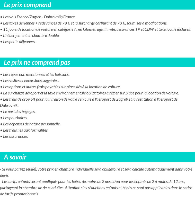 Conditions tarifaires