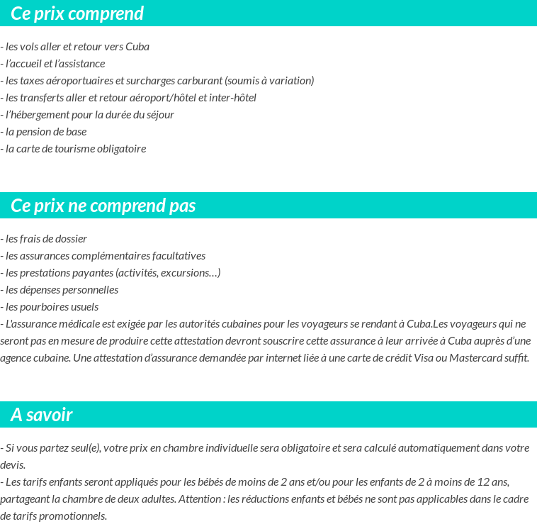 Conditions tarifaires
