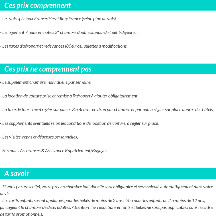 Conditions tarifaires