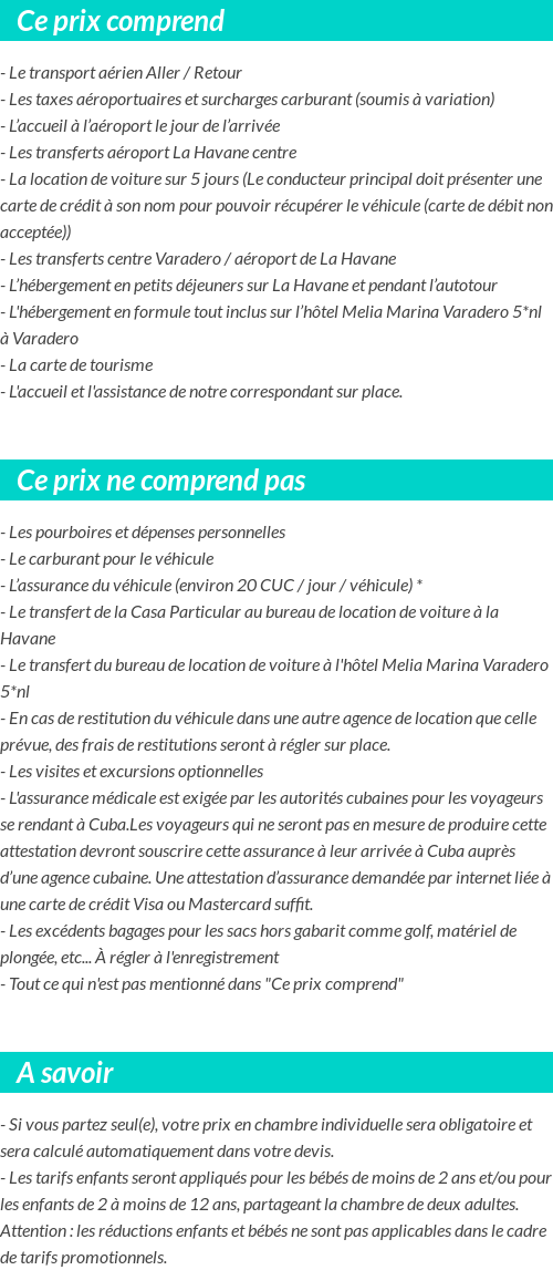 Conditions tarifaires