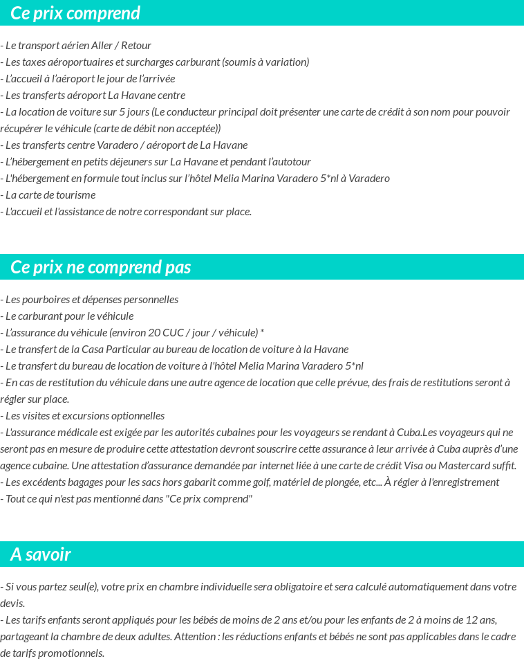 Conditions tarifaires