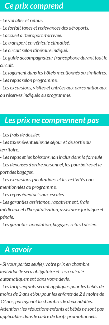Conditions tarifaires