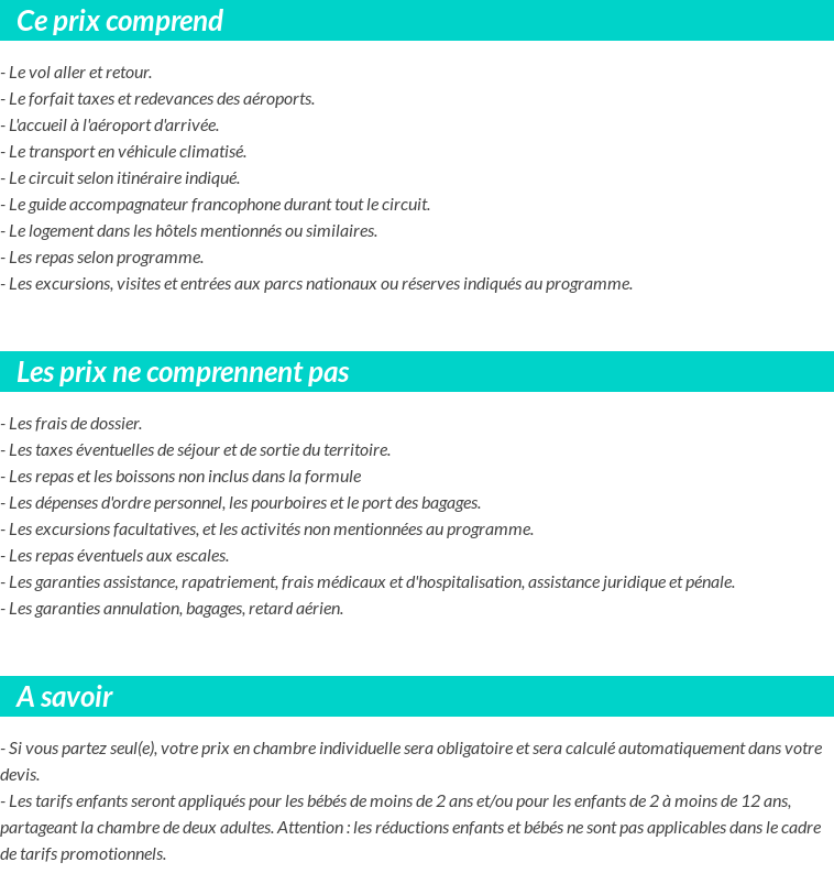 Conditions tarifaires