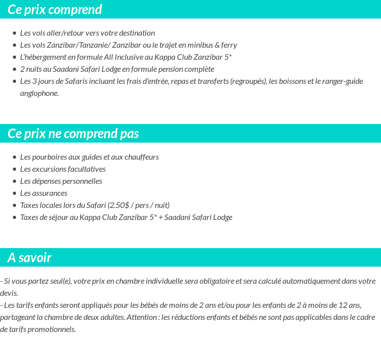 Conditions tarifaires