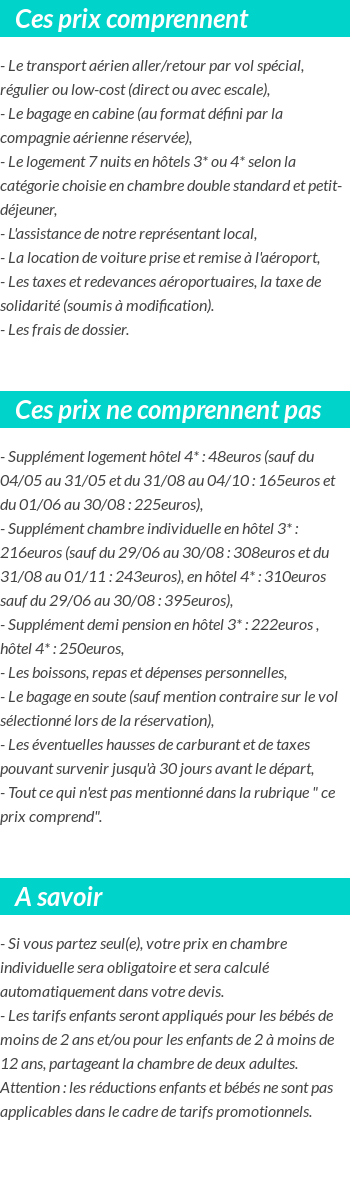 Conditions tarifaires