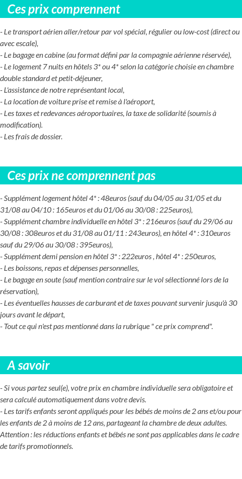 Conditions tarifaires