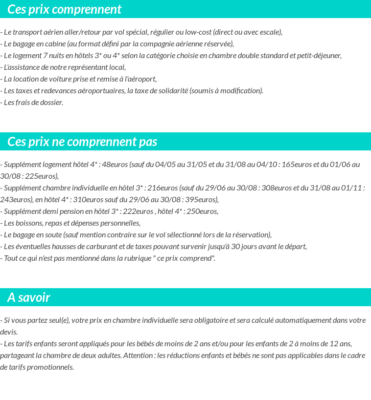 Conditions tarifaires