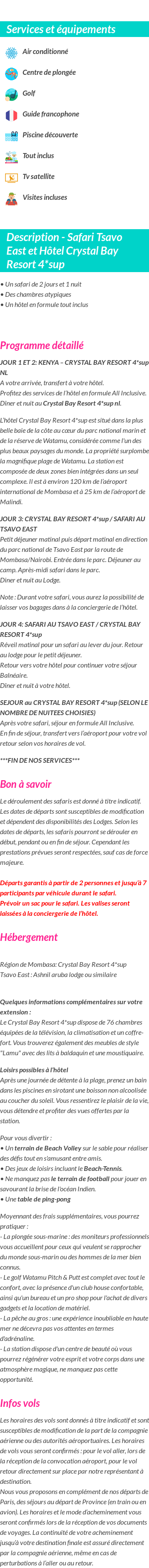 Détails du séjour