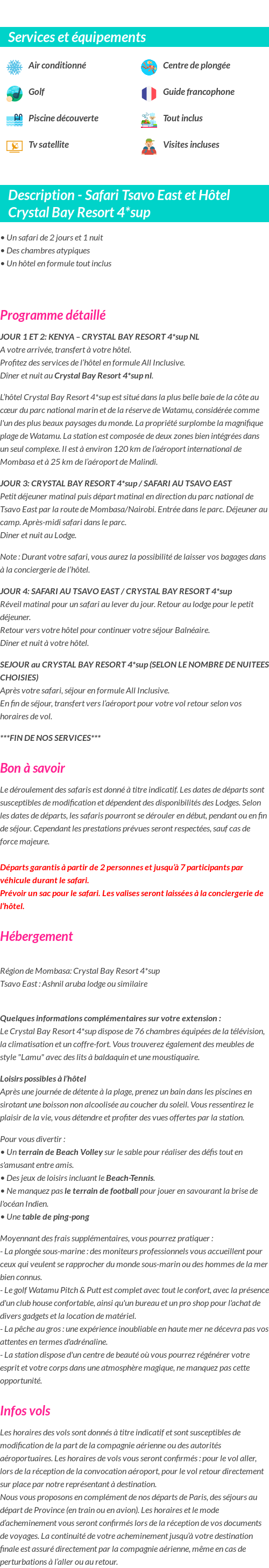 Détails du séjour