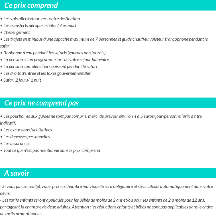 Conditions tarifaires