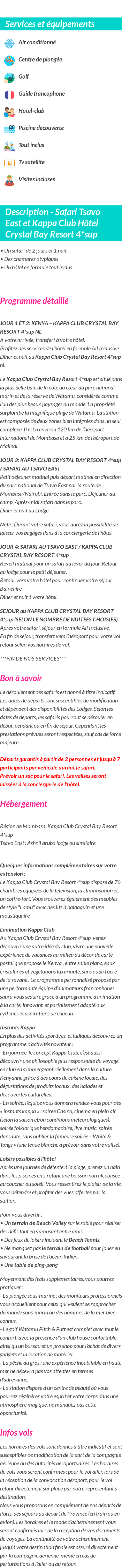 Détails du séjour
