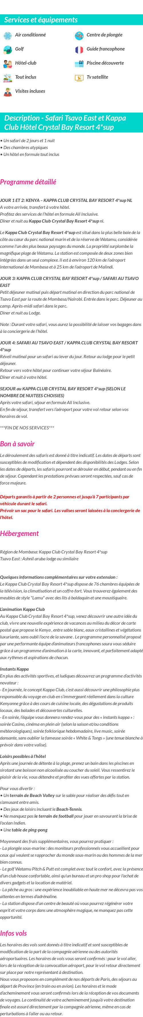 Détails du séjour