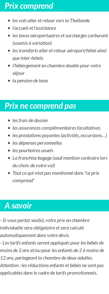 Conditions tarifaires