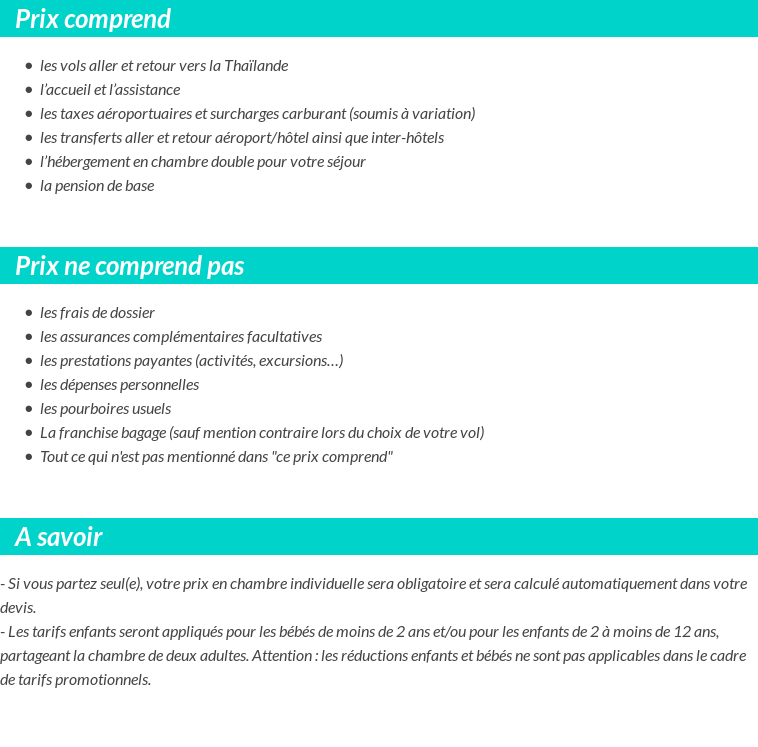Conditions tarifaires