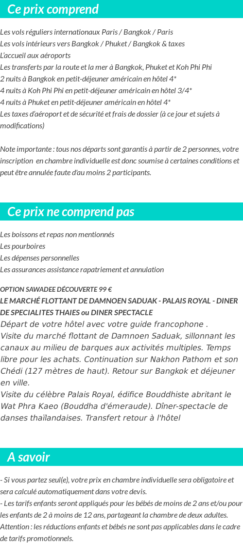 Conditions tarifaires