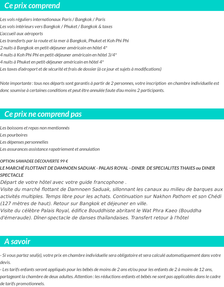 Conditions tarifaires