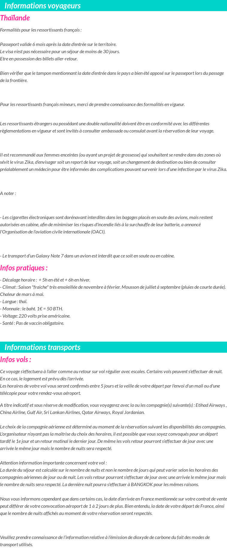 Formalités et infos voyageurs