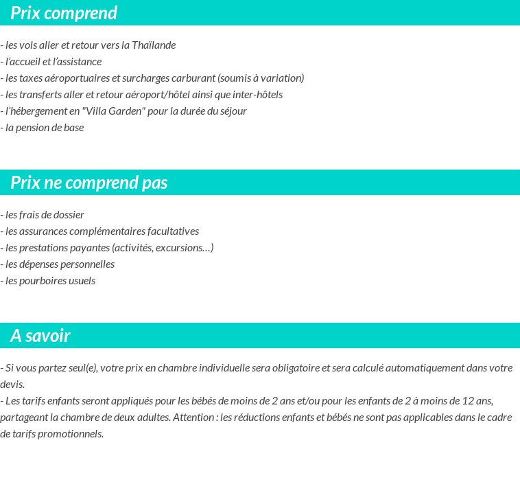 Conditions tarifaires