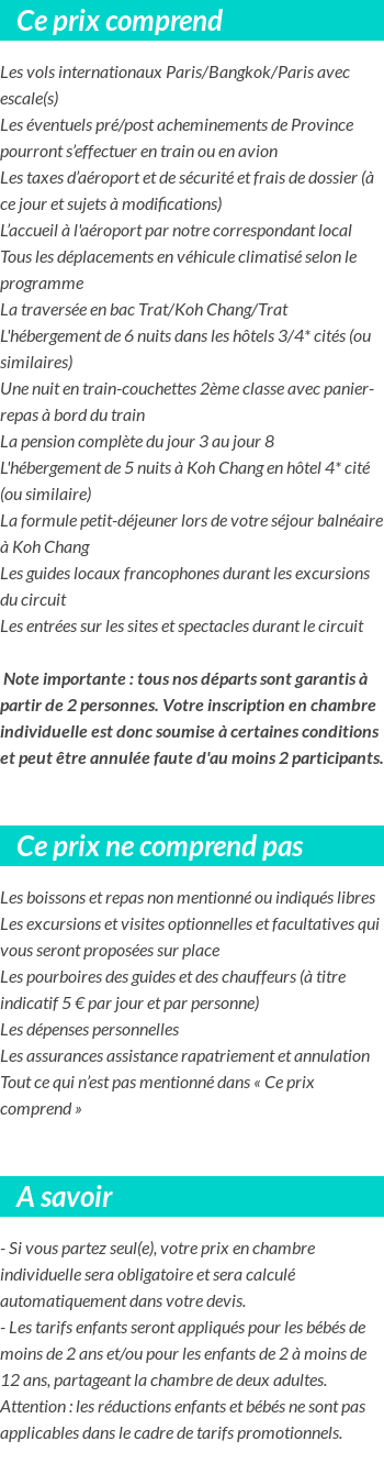 Conditions tarifaires