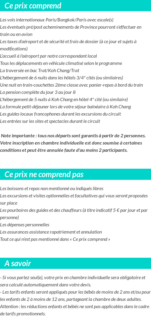 Conditions tarifaires